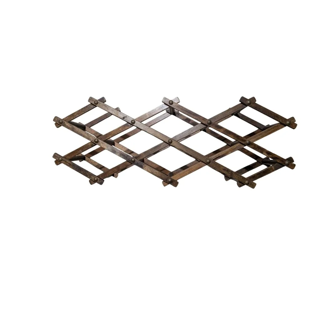 Vintage Wooden Accordion Wine Rack‎ Expandable Folding Holder AS IS READ